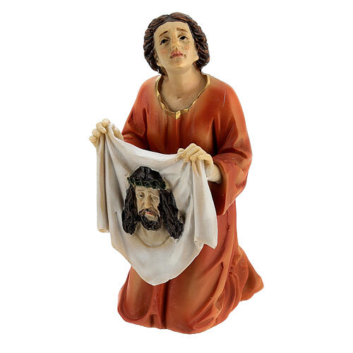Climb to Calvary, Jesus, Veronica and good Samaritan, Passion of Christ, hand-painted resin, 6 in 9
