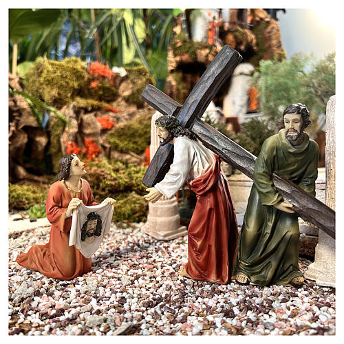 Wejście na Golgotę Jezusa Samarytanin i Weronika scena 15 cm 4
