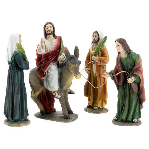 Entry into Jerusalem, set of 4, Easter creche, hand-painted resin, 6 in 5