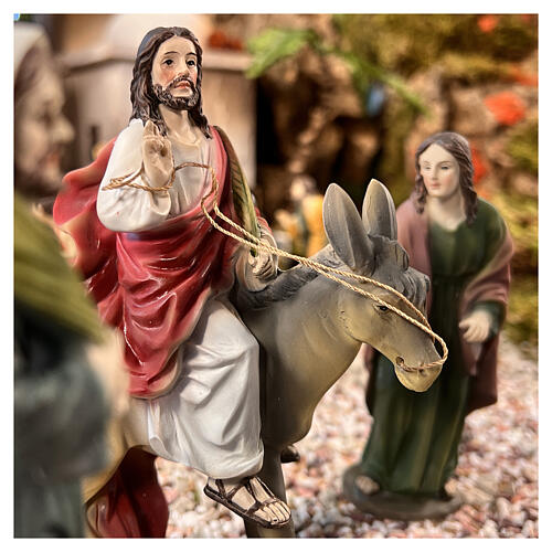 Wejście Jezusa do Jerozolimy scena 4 części żywica ręcznie malowana 15 cm 4
