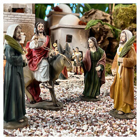 Entry of Christ to Jerusalem scene 4 pcs hand painted resin 15 cm