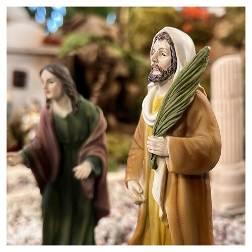 Entry of Christ to Jerusalem scene 4 pcs hand painted resin 15 cm 10