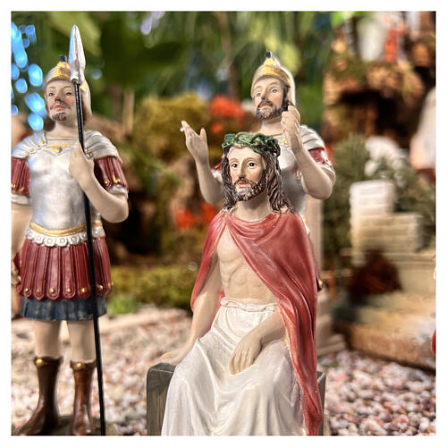 Crowning with thorns, set of 4, Passion of Christ, hand-painted resin, 6 in 2