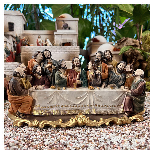 Last Supper, scene to hang, hand-painted resin, 6 in 2