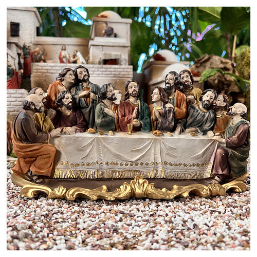 Last Supper scene wall relief hand painted resin 15 cm 7