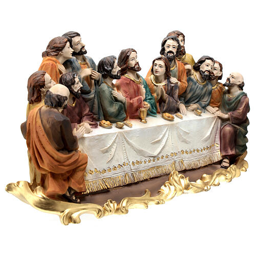 Last Supper scene wall relief hand painted resin 15 cm 8