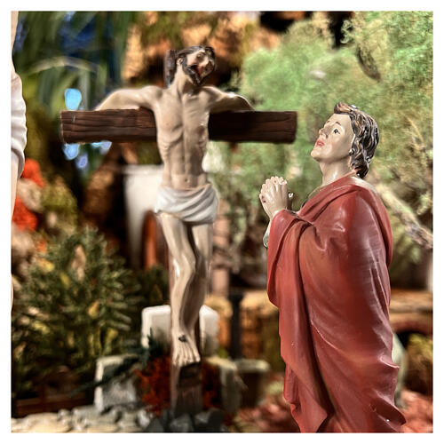 Crucifixión Jesús escena 5 piezas resina pintada a mano 20 cm 11