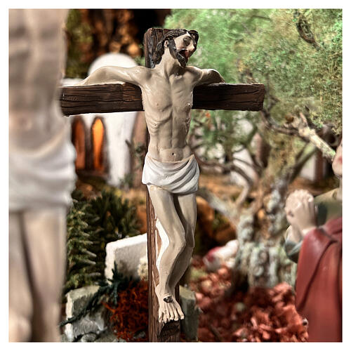 Crucifixión Jesús escena 5 piezas resina pintada a mano 20 cm 13