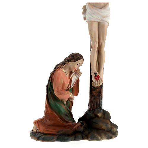 Crucifixión Jesús escena 5 piezas resina pintada a mano 20 cm 14