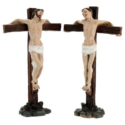 Crucifixión Jesús escena 5 piezas resina pintada a mano 20 cm 15