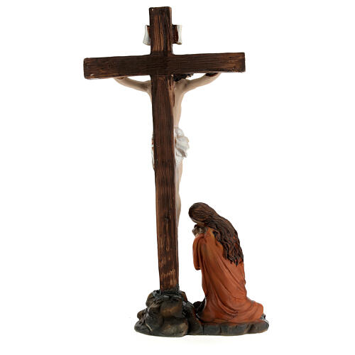 Crucifixion de Jésus scène 5 pcs résine peinte main 20 cm 17