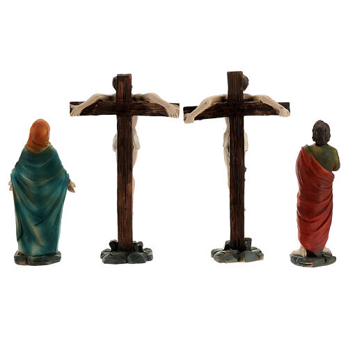 Crucifixion de Jésus scène 5 pcs résine peinte main 20 cm 18