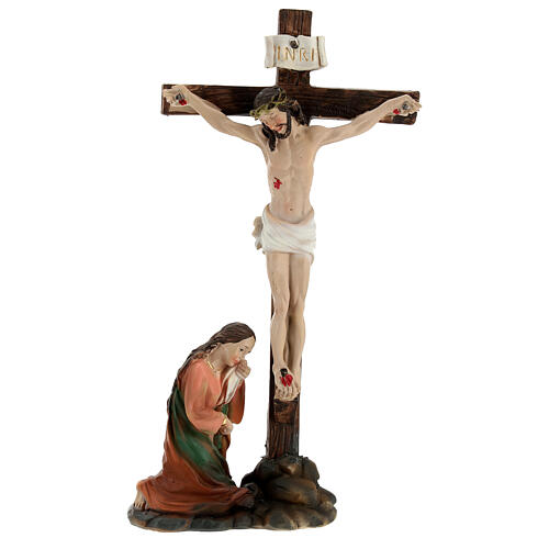 Crucificação cena 5 peças resina pintada à mão 20 cm 5