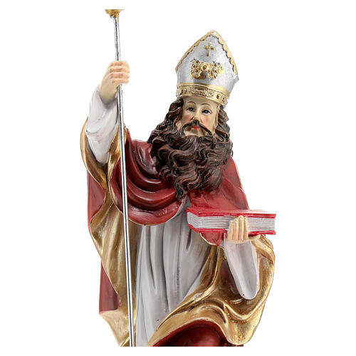 Statue of St. Augustin, painted resin, 8 in 2