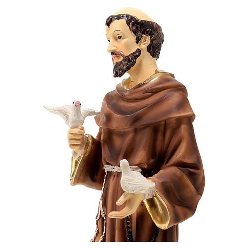 Figura Święty Franciszek z gołębiami, żywica malowana 30 cm 4
