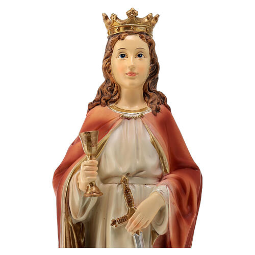 Statue, Heilige Barbara, Resin, koloriert, 40 cm 2