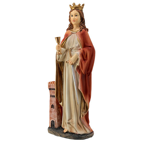Statue, Heilige Barbara, Resin, koloriert, 40 cm 6