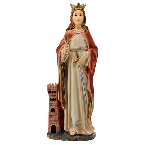 Statue of St. Barbara, painted resin, 16 in 1