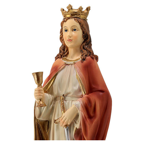 Statue of St. Barbara, painted resin, 16 in 7