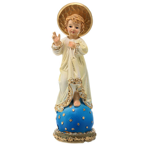 Resin statue of the Infant Jesus, white clothes, 6 in 1