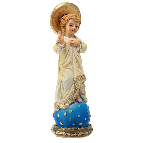 Resin statue of the Infant Jesus, white clothes, 6 in 4