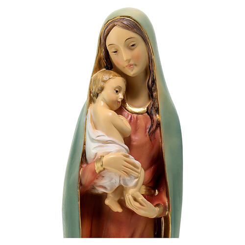 Statue résine peinte Vierge à l'enfant moderne style bois