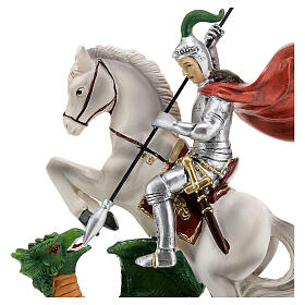 St George statue in resin 20 cm with dragon