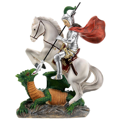 St George statue in resin 20 cm with dragon 1