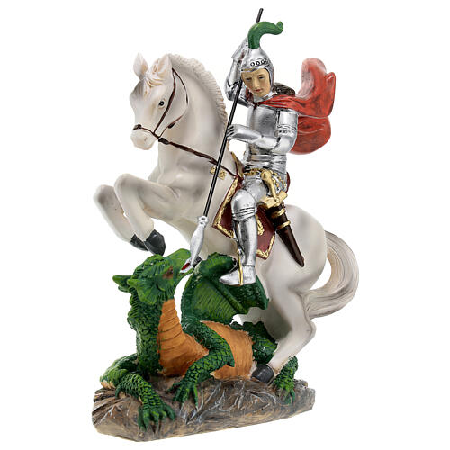 St George statue in resin 20 cm with dragon 3