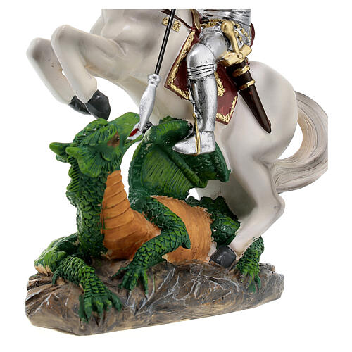St George statue in resin 20 cm with dragon 4