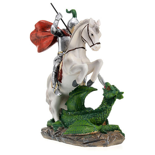 St George statue in resin 20 cm with dragon 5