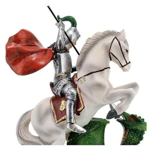 St George statue in resin 20 cm with dragon 6