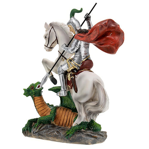 St George statue in resin 20 cm with dragon 8