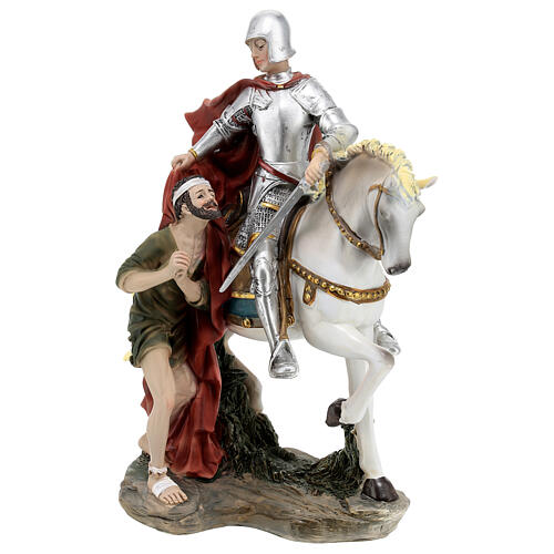 St Martin of Tours statue on horse resin 22 cm 3