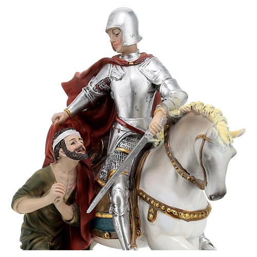 St Martin of Tours statue on horse resin 22 cm 4