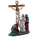 Crucifixión de Jesús escena resina pintada a mano 15 cm s5
