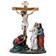 Crocifissione di Gesù scena resina dipinta a mano 15 cm s1