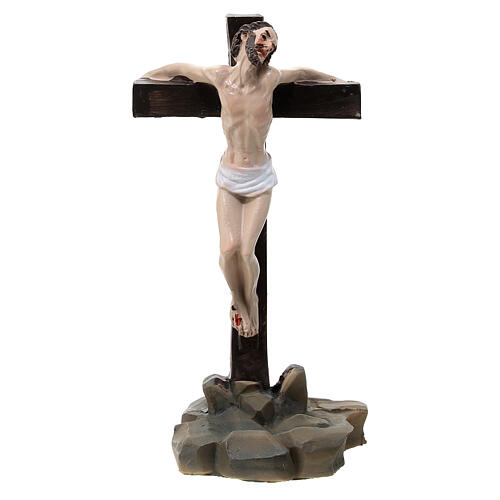 Crucifixión de Jesús escena 3 piezas resina pintada a mano 10 cm 4