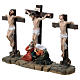 Crucifixion de Jésus scène 3 pcs résine peinte main 10 cm s3