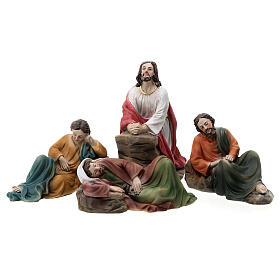 Gesù e apostoli orto degli Ulivi 4 pz resina dipinta a mano 10 cm