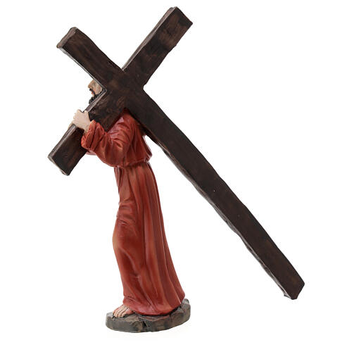 Statuina Gesù Bambino Per Presepe FADEDA - Altezza 16 Cm, Dipinta A Mano, Effetto Legno, In Poliresina, Dettagli Fedeli