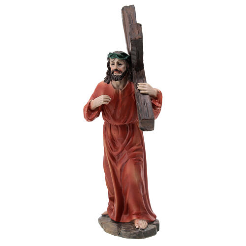 Jesus Ascent to Calvary Passion scene 4 pcs hand painted resin 15 cm 5