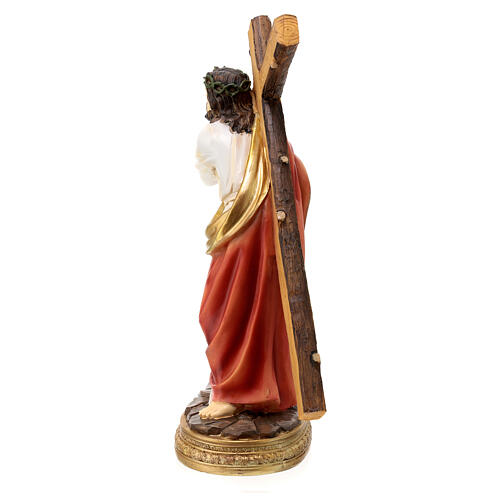 Gesù cade sotto croce statua salita al Calvario resina dipinta 30 cm 9