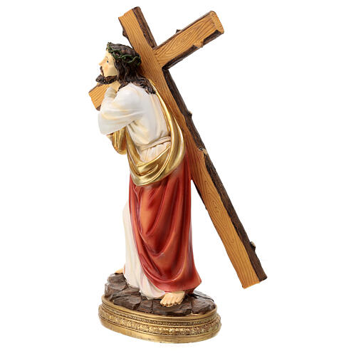 Jesus carrying cross to Calvary painted resin 30 cm 8