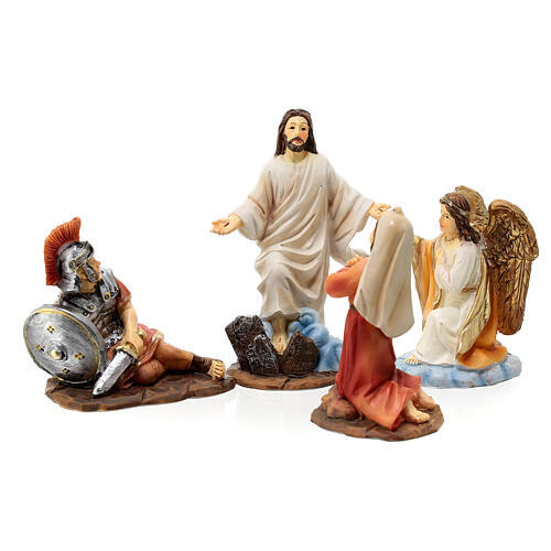 Résurrection de Jésus scène 4 pcs résine peinte main 10 cm 1