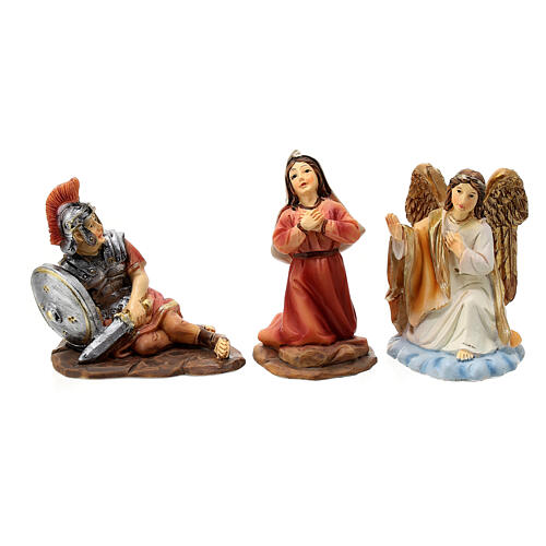 Resurrection of Jesus scene 4 pcs hand painted resin 10 cm 3