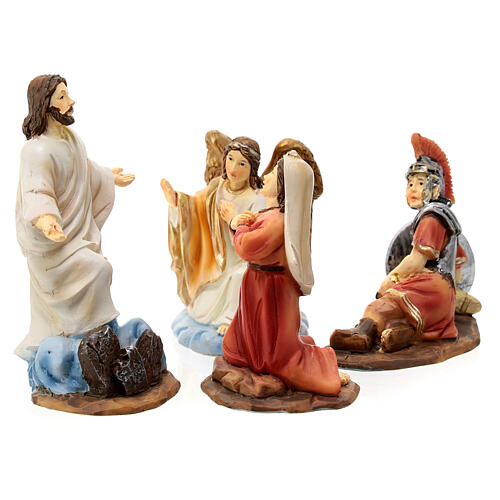 Resurrection of Jesus scene 4 pcs hand painted resin 10 cm 5