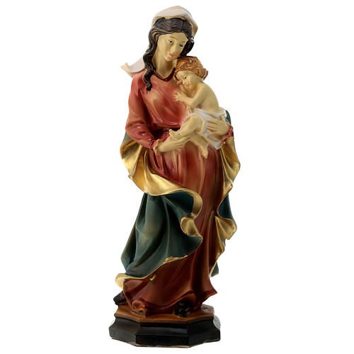 Our Lady with Child, thoughtful look, resin statue, 8 in 1