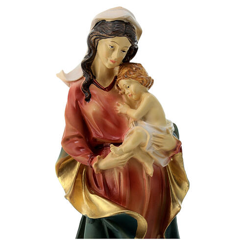 Our Lady with Child, thoughtful look, resin statue, 8 in 2