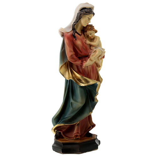 Our Lady with Child, thoughtful look, resin statue, 8 in 4